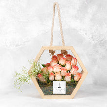 Load image into Gallery viewer, Roses in a wooden bag
