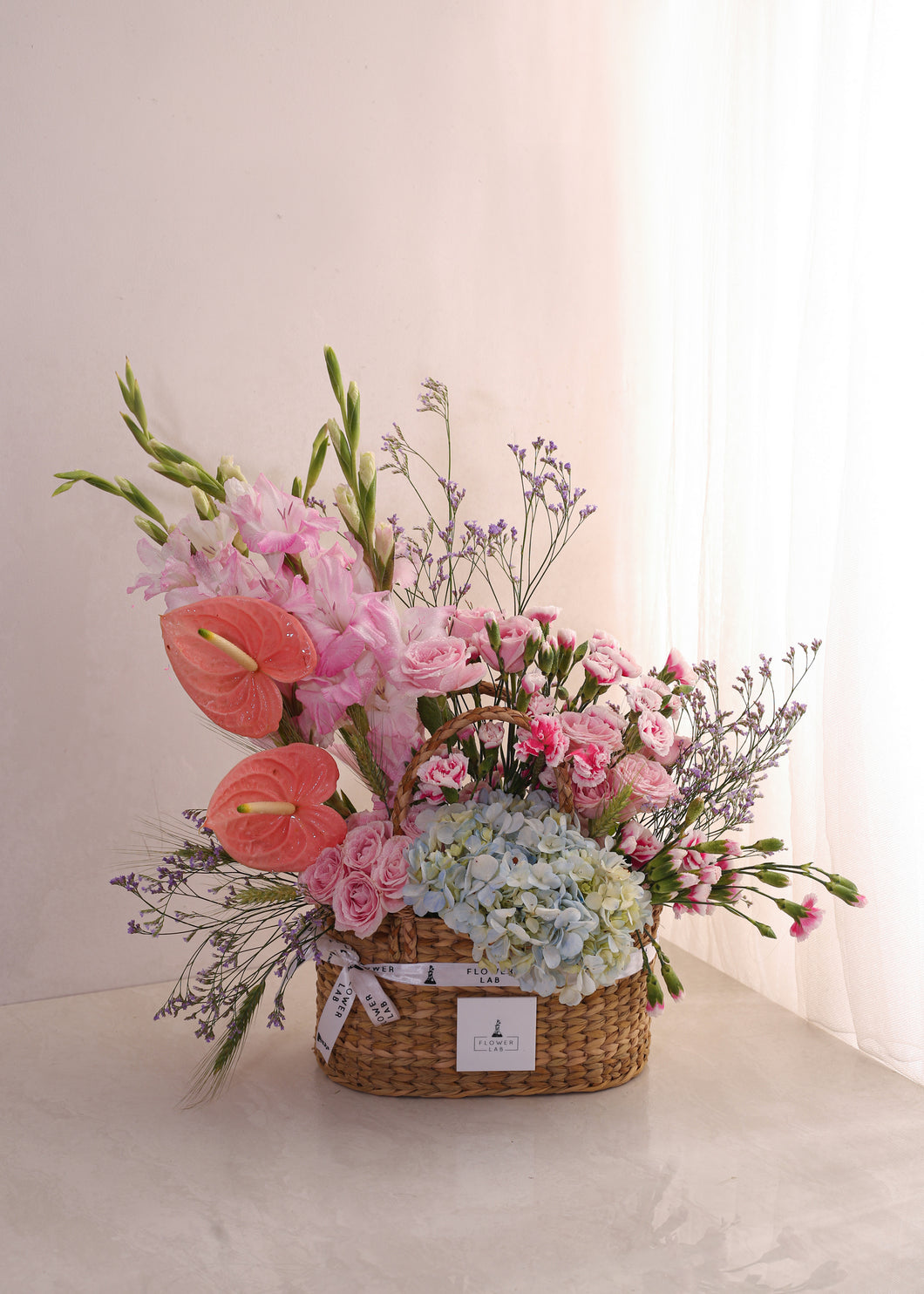 Pastel Prettiness in cane basket